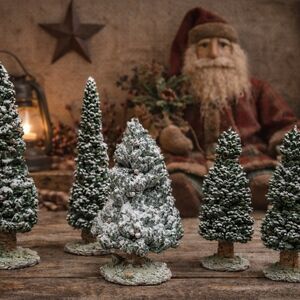 Vtg. Department 56 Village Snowy Evergreens Trees Set of 5 Large #52614 Retired